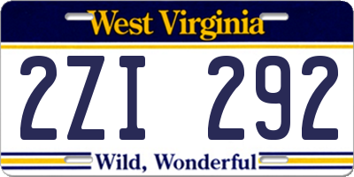 WV license plate 2ZI292