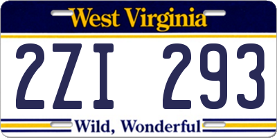 WV license plate 2ZI293
