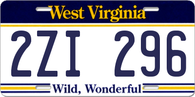 WV license plate 2ZI296