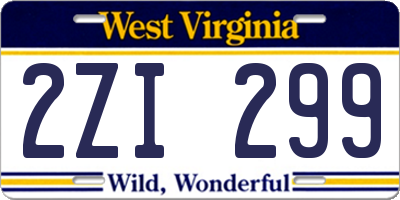 WV license plate 2ZI299