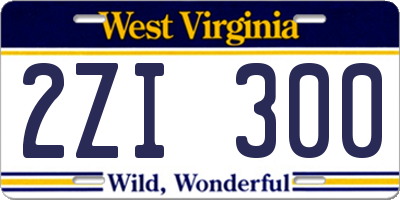 WV license plate 2ZI300