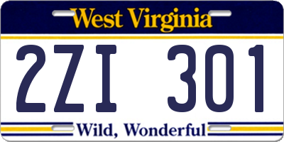 WV license plate 2ZI301