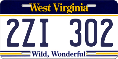 WV license plate 2ZI302