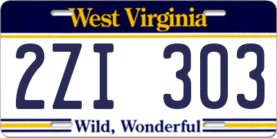 WV license plate 2ZI303