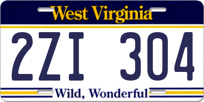WV license plate 2ZI304
