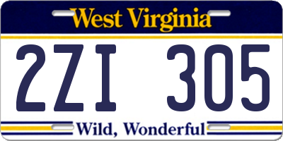 WV license plate 2ZI305
