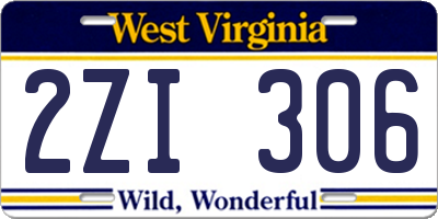 WV license plate 2ZI306