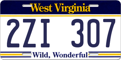 WV license plate 2ZI307