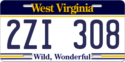 WV license plate 2ZI308