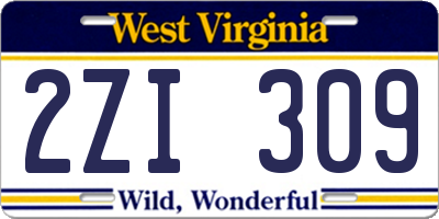 WV license plate 2ZI309