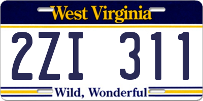 WV license plate 2ZI311