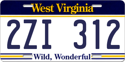 WV license plate 2ZI312