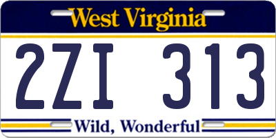 WV license plate 2ZI313