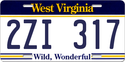 WV license plate 2ZI317