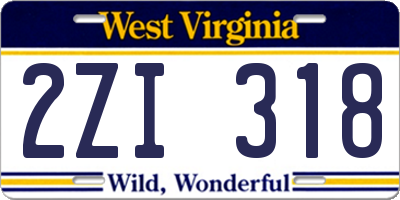 WV license plate 2ZI318