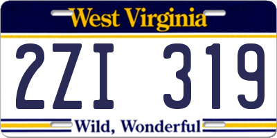 WV license plate 2ZI319