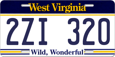WV license plate 2ZI320