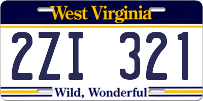 WV license plate 2ZI321