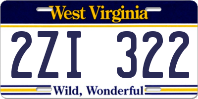 WV license plate 2ZI322