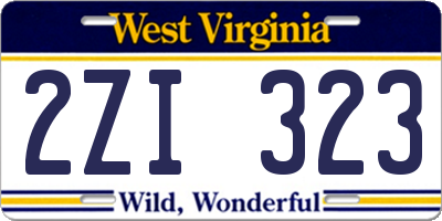 WV license plate 2ZI323