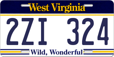 WV license plate 2ZI324