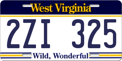WV license plate 2ZI325