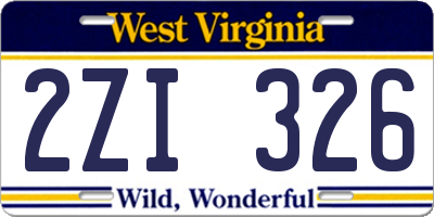 WV license plate 2ZI326