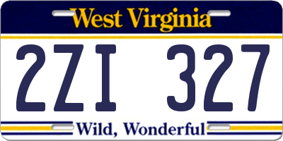 WV license plate 2ZI327