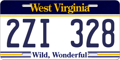 WV license plate 2ZI328