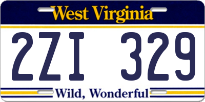 WV license plate 2ZI329