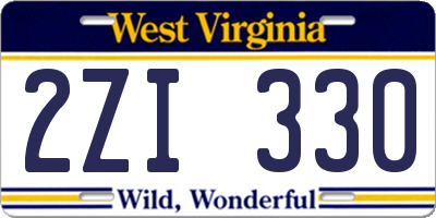 WV license plate 2ZI330