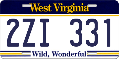 WV license plate 2ZI331