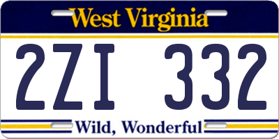WV license plate 2ZI332