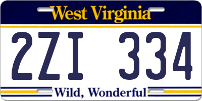 WV license plate 2ZI334