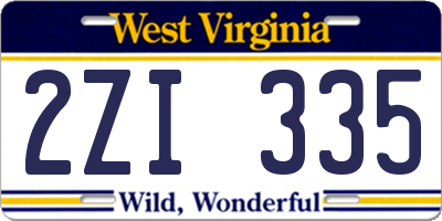 WV license plate 2ZI335