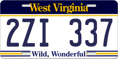 WV license plate 2ZI337