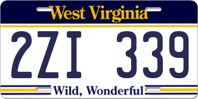WV license plate 2ZI339