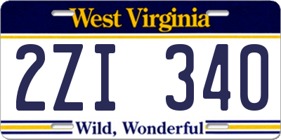 WV license plate 2ZI340
