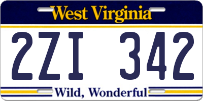 WV license plate 2ZI342