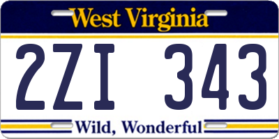 WV license plate 2ZI343