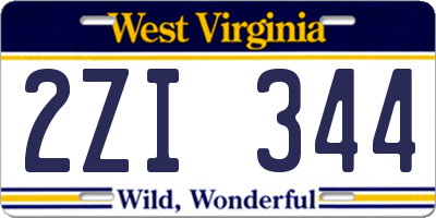 WV license plate 2ZI344