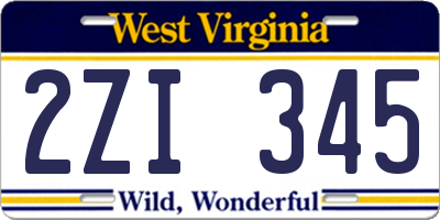WV license plate 2ZI345