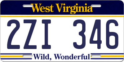 WV license plate 2ZI346