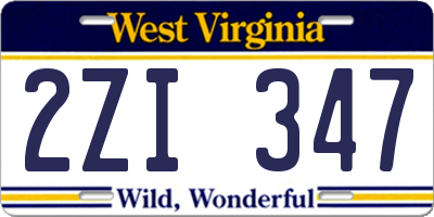 WV license plate 2ZI347