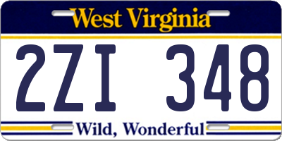 WV license plate 2ZI348