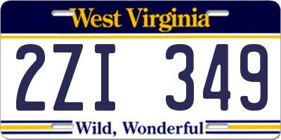 WV license plate 2ZI349