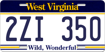 WV license plate 2ZI350