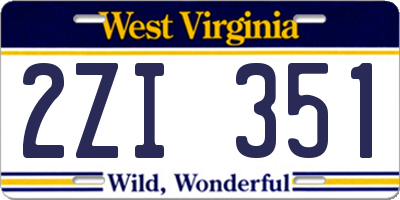 WV license plate 2ZI351