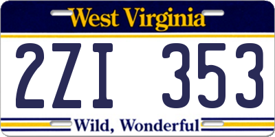 WV license plate 2ZI353