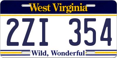 WV license plate 2ZI354